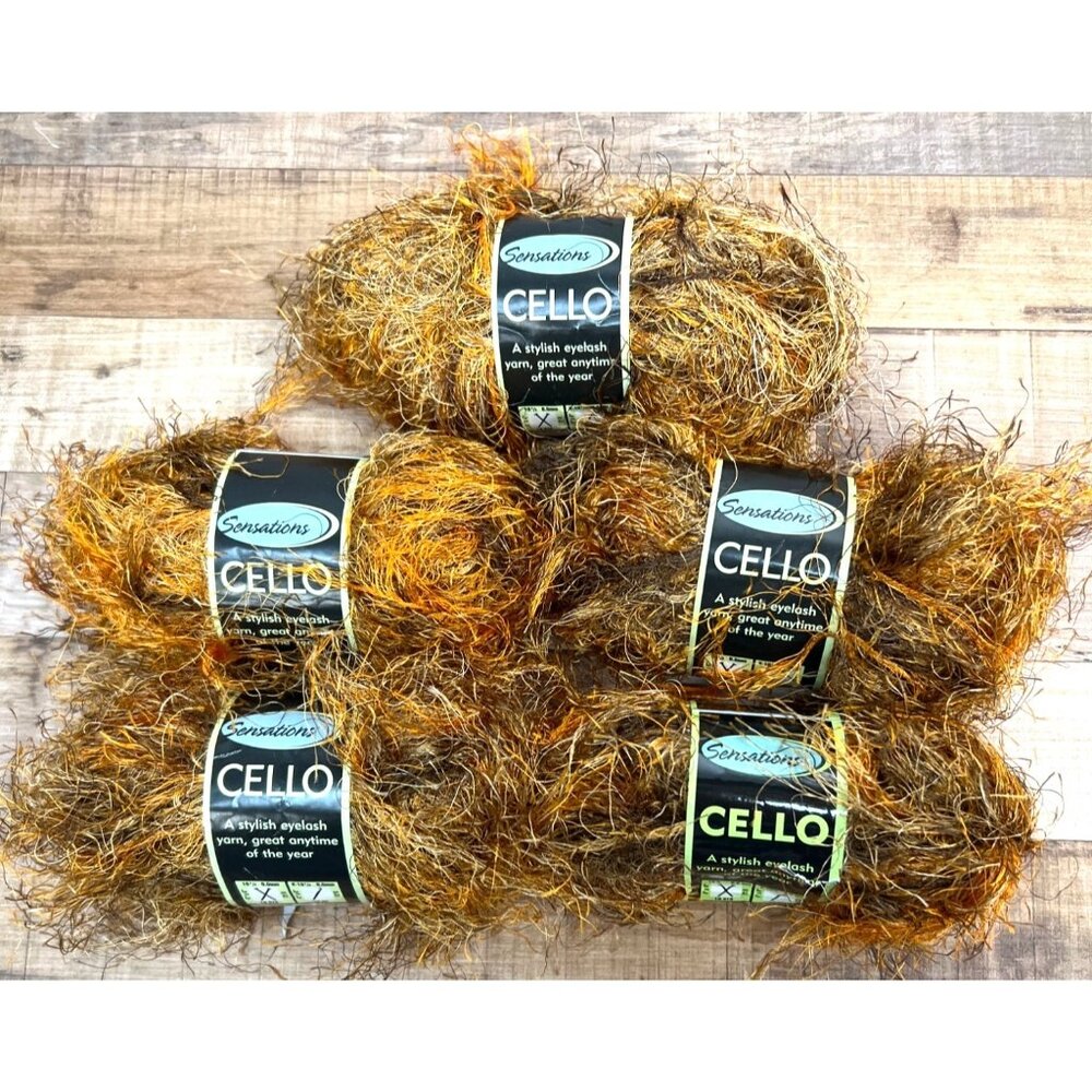 Sensations Cello Eyelash Yarn 50g Skeins Gold & Brown Polyester
